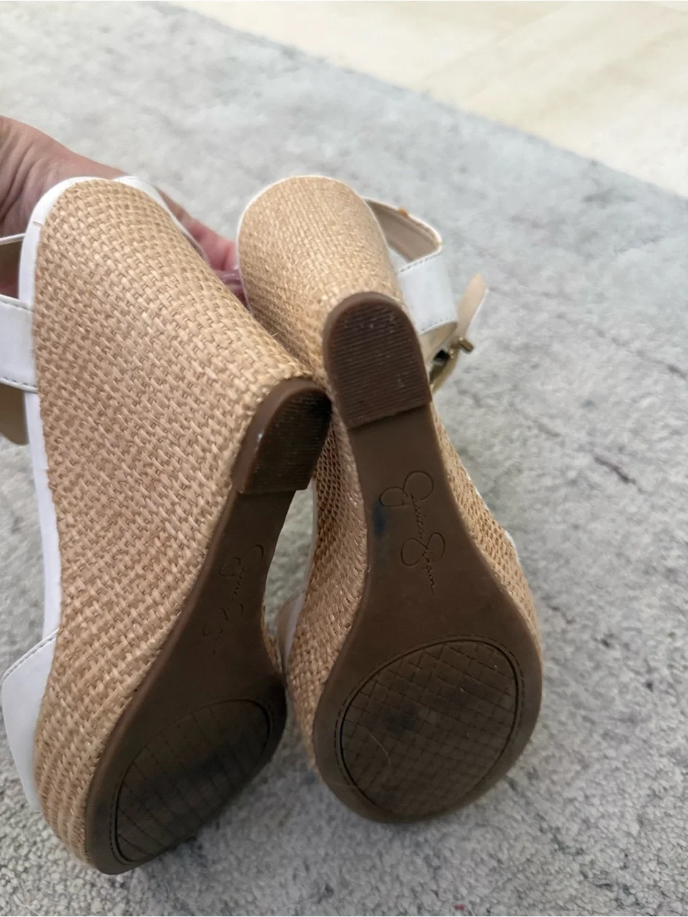 Jessica Simpson White Espadrille Wedge Sandals